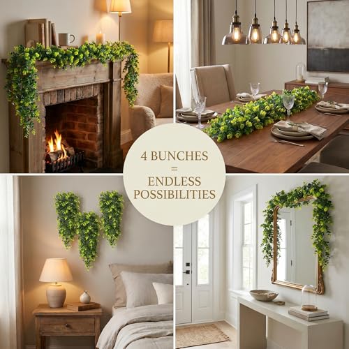 8 Pack Artificial Eucalyptus Plants 30 Inches UV Resistant Hanging Vines for Indoor Outdoor Wedding Arch Wall Decor Patio Porch Party Backdrop