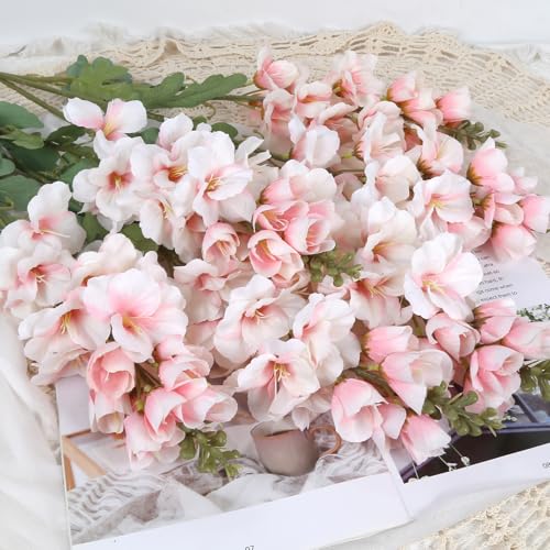 6PCS Pink Gladiolus Artificial Flowers 33.5in Long Stem Fake Silk Flowers Faux Gladiolus for Tall Vases Wedding Home Party Centerpieces Table Decor Floral Arrangements (Light Pink) - color: Light Pink
