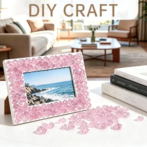 500 Pcs Fake Ice,11 * 14mm,Pink Acrylic Gems Vase Filler,Plastic Diamonds for Table Decoration DIY Craft Aquarium Display Party Centerpieces. - color: Pink, size: 11MMx14MM