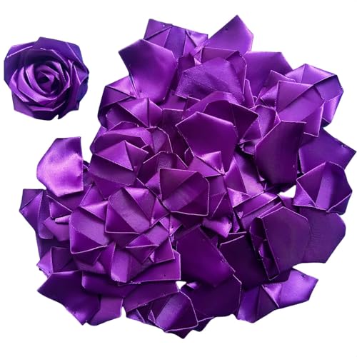300Pcs Preformed Satin Petals for DIY Forever Roses - Cost-Effective Bulk Supply for Handmade Bouquets, Simplifying Wedding & Event Decor Preparation (300 Pcs Dark Purple) - color: 300 Pcs Dark Purple