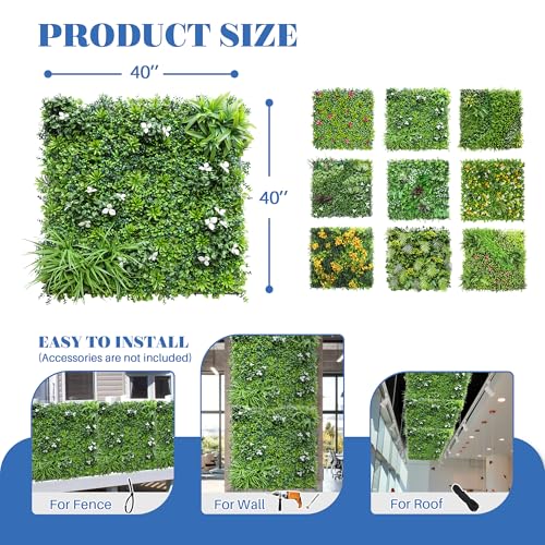ECOOPTS 40"x40" Faux Ivy Privacy Fence Screen Artificial Boxwood Panels Topiary Hedge Plants for Indoor Outdoor Decoration, #2 Mixed Leave, 1 Pack - color: 40"x40" #2 Mixed Leave, size: 40"x40"