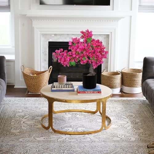 Briful Artificial Bougainvillea Flower Plant 20.8" Bougainvillea Bonsai Tree with Black Pot Silk Bougainvillea Floral Centerpiece for Home Office Dining Table Shelf Bathroom Decor(Hot Pink) - color: Pink