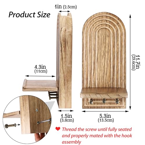 3-in-1 Wooden Wall Organizer - Planter Vase + Candle Sconces + Hooks (No Dried Flower)- Farmhouse Hanging Decor Boho Wall Art for Indoor Plants Artificial Eucalyptus for Living Room Bedroom Nature - color: Nature