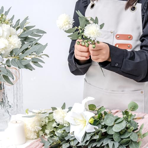 120 Pcs Mixed Eucalyptus Leaves Stems 5 Kinds Artificial Bulk Fake Silver Dollar Eucalyptus Bundle Faux Plants Greenery for DIY Wedding Vase Bouquets Floral Arrangement Engagement Decor （Green） - color: Green - 120 Artificial Green Plants (5 Styles)