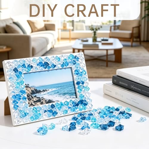 150 Pcs Fake Ice,17 * 23mm,Blue Series Acrylic Gems Vase Filler,Plastic Diamonds for Table Decoration DIY Craft Aquarium Display Party Centerpieces. - color: Blue Series, size: 17MMx23MM