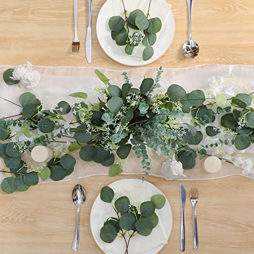 Tigeen 150 Pcs Artificial Eucalyptus Stems, 2 Styles Faux Greenery Leaves with Silver Dollar and Small Leaf Sprays for Wedding Bouquet DIY Floral Arrangements, Centerpieces, Home Decor (Green)