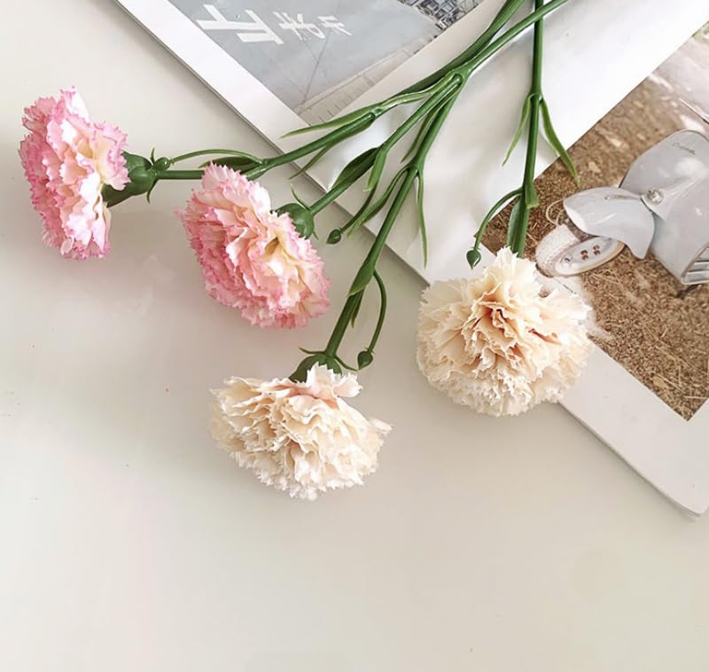 10 Stem Artificial Flowers Carnations Bouquets,11inch Real Touch Flowers with Stems,Silk Petals Fake Flowers Forever Plants for Wedding Flower Bouquet Centerpieces Bridal Shower Birthday (Pink) - color: Pink