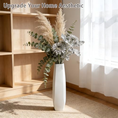 17.7 Inch White Ceramic Floor Vase, Tall Decorative Vase with Glossy Glaze, Large White Vases for Flowers, Pampas Grass, Modern Ceramic Vases for Living Room, Office, Bedroom, Home Decor - color: Shape 3