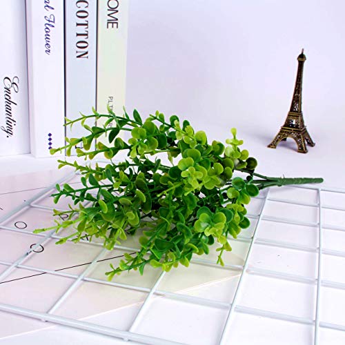 PASYOU Artificial Shrubs, Plastic Plants Fake Eucalyptus Shrub Bushes Grass Greenery Leaves Bush Indoor Outdoor Home Garden Party Verandah Wedding DIY Table Arrangement Decoration Planter Filler 4 Pcs - color: Eucalyptus Grass/4 Pcs