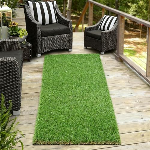 XLX TURF Artificial Grass Runner Rug - 3FT X 15FT Thick & Realistic Outdoor Fake Grass Carpet for Balcony Patio - Pets Friendly Turf Grass for Dogs Potty with Drainage, 1.38" Pile Height - size: 3' x 15' (Rectangular)