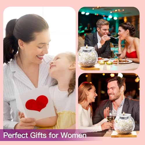 Flowers for Delivery, Preserved Flower in Glass Dome with Scented Candle, Long Lasting Rose Gifts for Women Wife Girlfriend on Christmas Mothers Day Valentines Day Birthday (White) - color: White