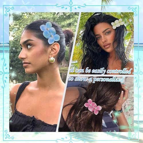 8 PCS Bohemian Flower Hairpin Artificial Hair Clip -Flower Hair Clips Hawaiian Tropical Orchid Hair Clips for Seaside Holiday Bridal Hair Accessories Bobby Pins Headwear for Woman Girl Lady