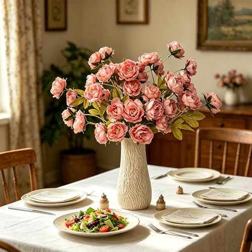 6 Pack 30" Artificial Peonies Flowers for Vase, Fake Silk Peony Long Stem Flowers for DIY Bouquets Wedding Centerpieces Home Decor (Dusty Pink) - color: Dusty Pink