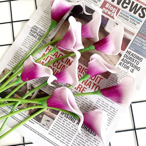 20Pcs 2.1 Inch Olive Green Calla Lily Artificial Flowers Faux Calla Lily Fake Flowers Bulk Real Touch Latex Calla Lilies Flowers for Home Wedding Party Plant Decoration Table Centerpieces - color: Olive Green