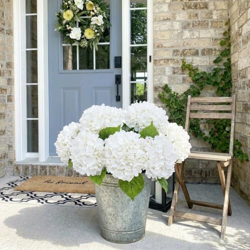 Waipfaru 21" Real Touch White Hydrangea Artificial Flowers with Long Stem & Leaves, Full Latex Faux Hydrangea Flowers for Home Decor Party Floral Arrangements Wedding Bouquets Centerpieces, 3Pcs - color: White, size: 3pcs