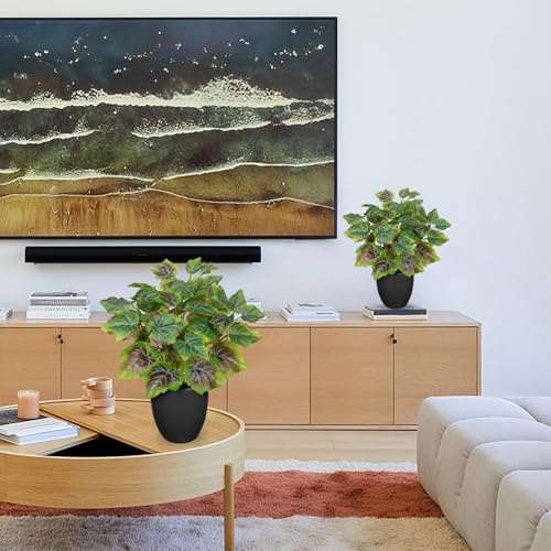 14.5" Artificial Plants Indoor Home Decor, Fake Potted Silk Plants for Shelves Living Room Decor, Small Artificial Office Desk Plants in Pots, Faux Grape Leaf Vine Hope Tropical House Plant Sets of 2 - color: 2 Sets # Rusted Green