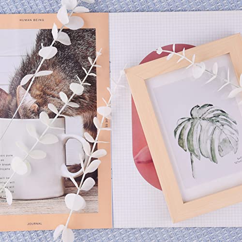 FEQO 36 Pcs White Eucalyptus Stems Artificial Leaves Faux Eucalyptus Stems Branches 15 inch for Wedding Bouquet Home Decor - color: White, size: 36 pcs