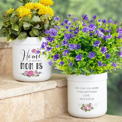 10 Bundles Artificial Flowers for Outdoors,UV Resistant Realisic Fake Plastic Plants Artificial Shrubs Fall Flowers Decor of Vase and Outside Window Box, Ferns Plants for Planter-Purple - color: Purple, size: 10PCS