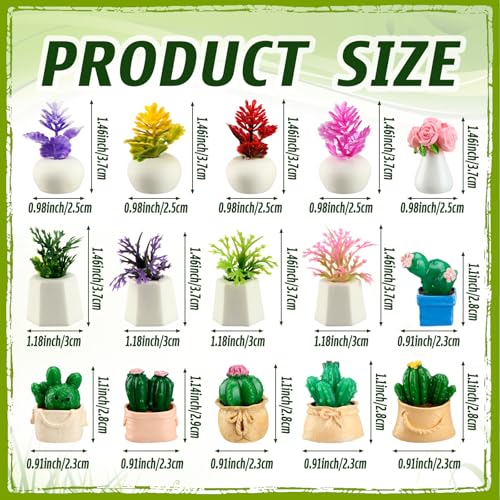 Threehoney 30 Pcs Miniature Dollhouse Plants Accessories Mini Artificial Potted Flower Tiny Resin Greenery Cactus Figurines for Doll House Gift DIY Garden Bonsai Micro Landscape Decoration(Succulents) - style: Succulents