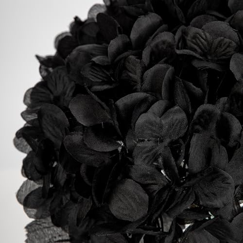 Hollyone Hydrangea Fall Flowers Artificial for Decoration with Glass Vase Black Silk Faux Flowers Arrangements in Vase with Faux Water Fake Floral Bouquet Table Centerpiece Halloween Home Decor - color: Hydrangea, Black