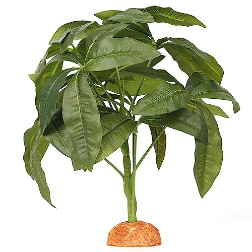 Fake Green Money Tree Plant, Reptile Decor for Terrarium, Crested Gecko Tank Accessories fit Leopard Gecko Bearded Dragon Lizard Chameleon Snake Tortoise - color: M-fake Green Money Tree Plant