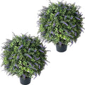 ALL SEASON GREEN Artificial Lavender Boxwood Topiary, 24'' Purple Flowers Potted Faux Outdoor Plant, Front Porch Decor - size: 24'' Tall