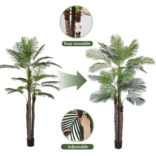 9FT Artificial Palm Tree - Tall Fake Palm Tree with 31 Lifelike Leaves & Realistic Trunk, 108" Large Faux Tropical Phoenix Palm Plant for Home Living Room Poolside Office Hotel Mall Decor - size: 9ft