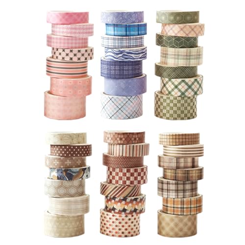 42 Rolls Vintage Stripe Washi Tape Set，Decorative Tape for Scrapbooking, Journaling, Bullet Journals, DIY Crafts, and Gift Wrapping - color: Green
