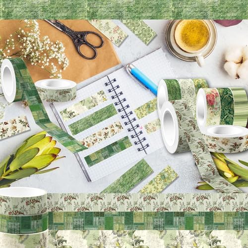 12 Rolls William Morris Floral Washi Tape Set, Retro Garden Damask Butterfly Patchwork Stripe Pattern Decorative Masking Tapes for DIY Art Craft,Scrapbook,Journaling,Planner,Gift Wrapping,Card Making