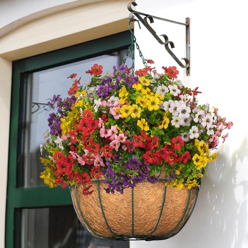 Grunyia 20 Bundles Artificial Flowers for Outdoors, UV Resistant Fake Plants Flowers Greenery Shrubs Plants for Decoration Outside Plants Hanging Planter Home Garden Decor - color: Mix