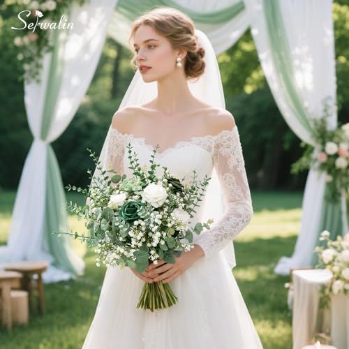 Serwalin 50 Pcs Mixed Artificial Eucalyptus Stems,Babys Breath Artificial Flowers Bulk with Faux Eucalyptus Leaves Greenery Stems for Wedding DIY Bouquets Floral Arrangement Home Decor - size: 50pcs