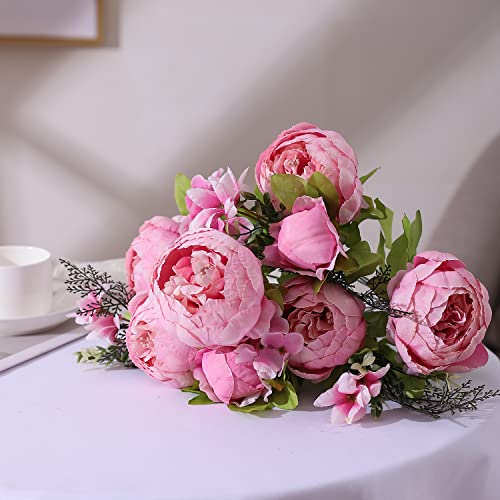Duovlo Springs Flowers Artificial Silk Peony Bouquets Wedding Home Decoration,Pack of 1 (Spring Light Pink) - color: Spring Light Pink