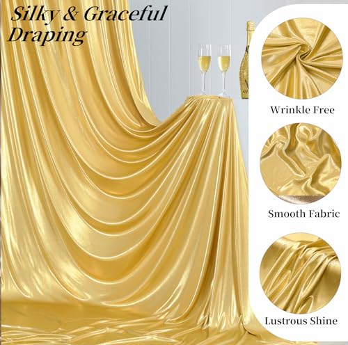 40ft x 10ft Gold Sequin Backdrop Curtain for Parties, Wrinkle Free Thick Glitter Photo Backdrop Drapes 8 Panels 5x10FT Back Drop Cloth Shiny Fabric for Wedding Birthday Photography Background - color: Gold, size: 5'W×10'H _8 Panels