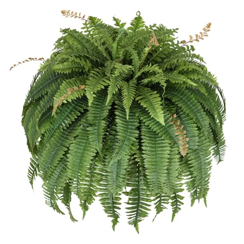 Muhanjia 56” Silky Artificial Boston Fern, 128 Fronds Large Hanging Plants for Outside Planter,Bush Floor Plants Large for Home Decor Porch Patio Garden Indoor Outdoor (JY-128Fronds1PcsGreen) - color: Jy-128fronds1pcsgreen