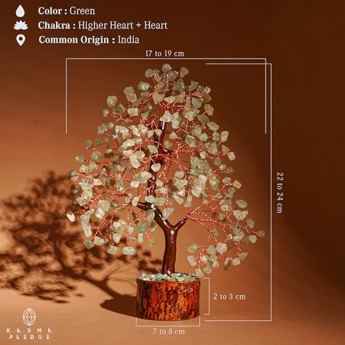 Crystal Tree of Life Green Aventurine Healing Crystal Trees for Home & Office Decoration, Handmade Bonsai Trees for Positive Energy, Money, Good Luck, Christmas Decor, Birthday Gifts for Women, Mom - color: Wooden Base Green Aventurine Crystal Tree