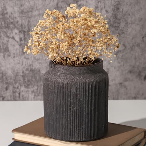 Farmhouse Vase for Home Decor, Vintage Rustic Terracotta Flower Vase Suitable for Home Decor, Living Room, Shelf, Dining Table. 4.4IN*5.1IN ZSHLXM - color: Dark Brown, size: 4.4 x 5.1 inches