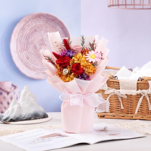 Lovenfold Flowers for Delivery,Preserved Flowers Bouquets,Red Rose Bouquets that Last 1-3 Years,Birthday Flowers Gifts for Women Mom Grandma Wife Friends - color: Red
