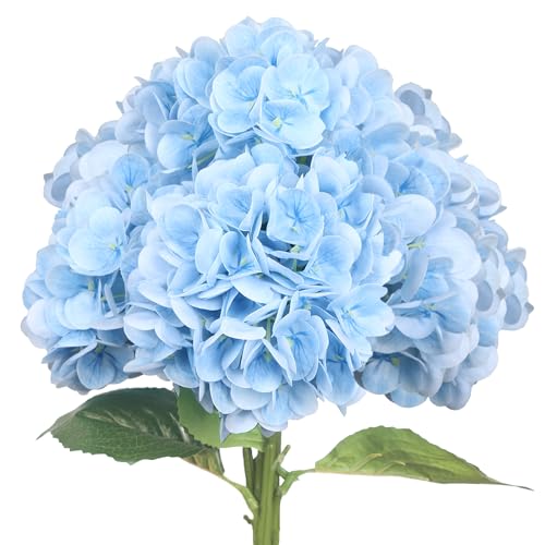 4PCS Blue Hydrangea Artificial Flowers 25" Real Touch Flowers Bouquets, Faux Floral Arrangements for Home Table Centerpieces Party Floral Arrangements - color: Blue