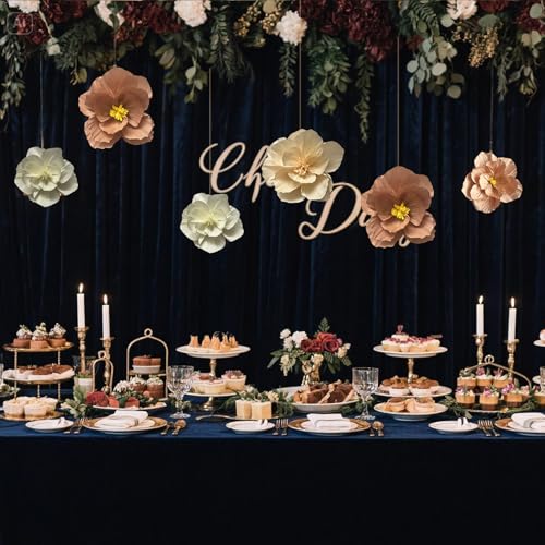 BRT Bearingshui Crepe Paper Flowers Decoration for Wall Total 9 Pcs, Artificial Flowers for Wedding Decor,Flower Backdrop Decor, Baby Bridal Shower Birthday Party, Pink Peach Beige 3D Wall Flowers - color: Pink Biege Peach