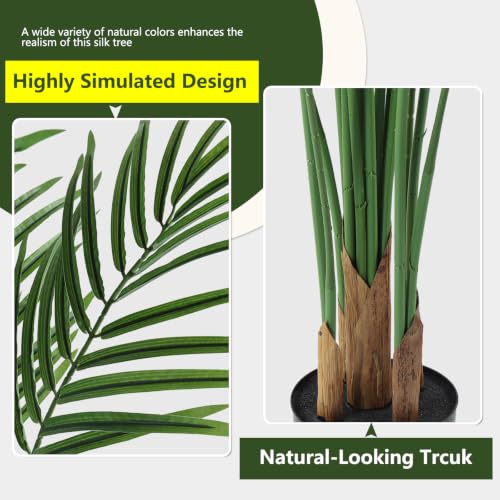 Artificial Areca Palm Plant 5.5Ft Fake Tropical Palm Tree Perfect Faux Dypsis Lutescens Plants in Pot for Indoor Outdoor House Home Office Garden Modern Decoration Housewarming Gift - size: 5ft 6in