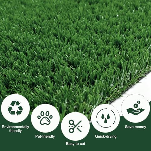 7ft x 10ft Outdoor Artificial Grass Rug, Turf Carpet with 15mm Pile Height for Large Area Coverage, Durable Grass Mat for Patio, Garden, Deck & Poolside, Fast Drainage, Low Maintenance - size: 7 x 10 FT