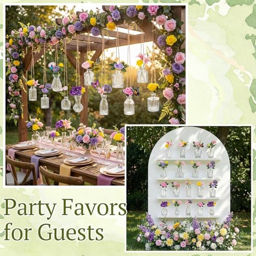 36 Pcs Artificial Flowers Table Centerpiece with Vases Colorful Wildflower Centerpieces Silk Flower Arrangement for Wedding Baby Shower Table Centerpieces Party(Elegant Grace,Clear) - style: Elegant Grace