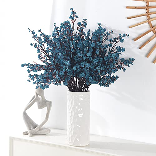 15PCS Artificial Baby Breath Flowers Fake Silk Real Touch DIY Floral Bouquets Decor Wedding Party Decoration Arrangements-Teal Blue - color: 15pcs-teal Blue