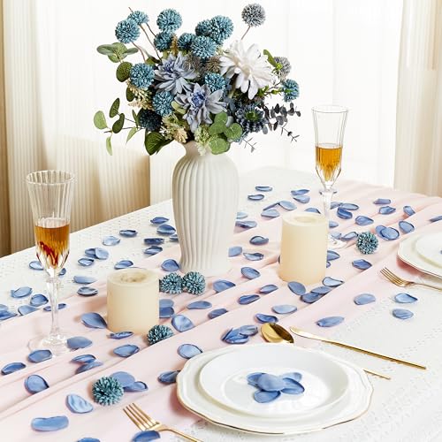 SITUMEIZI 400PCS Fake Rose Petals Faux Silk Flower Blue Petals for Romantic Night for Her Set Valentine's Day, Wedding, Proposal Anniversary Decorations - color: Light-blue