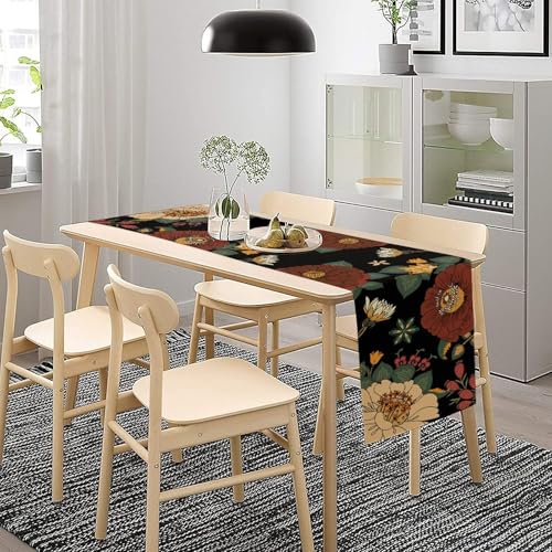 Floral Botanical Table Runner Abstract Mid Century Morden Boho Bohemian Flowers Tropical Leaves Table Runner Vintage Colorful Floral Dinner Runner for Farmhouse Kitchen Party Holiday 36X13inch - color: Bohoflower-4, size: L36"x W13"