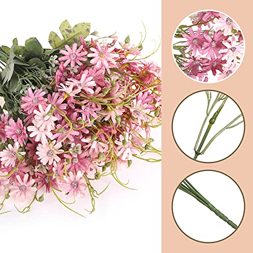 Artificial Flowers Wildflowers Silk Daisy Spring Fake Daisies Decoration Summer UV Resistant Colorful Mixed Bundles Faux Greenery Outdoor Plant Stem Filler for Home Decor Indoor Floral Arrangements - color: 06-pink