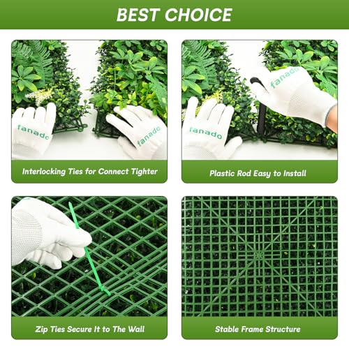 fanado Artificial Grass Wall Panels 20"x20"(6pcs), Hedge Green Wall Decor Backdrop, UV-Anti Fake Greenery Plant Wall Boxwood Panels for Privacy Fence Screen Outdoor Indoor Wedding Garden Backyard - color: Money Tree Leaves, size: 20x20 in 6pcs