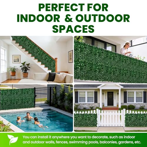 KASZOO Artificial Ivy Privacy Fence Screen 120"×60" - UV-Anti Dense Faux Ivy Greenery Backdrop Fence Panels for Patio, Balcony, Garden, Backyard Indoor Outdoor Decor - size: 120*60inch
