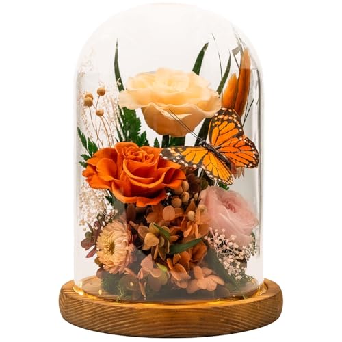 Forever Gifts for Her: Big Flower Big Love-Graduation Flowers for Daughter Wife Mom-Eternal Flower with Butterfly-Flowers for Delivery Prime on Anniversary Valentines Birthday (Orange) - color: Orange1