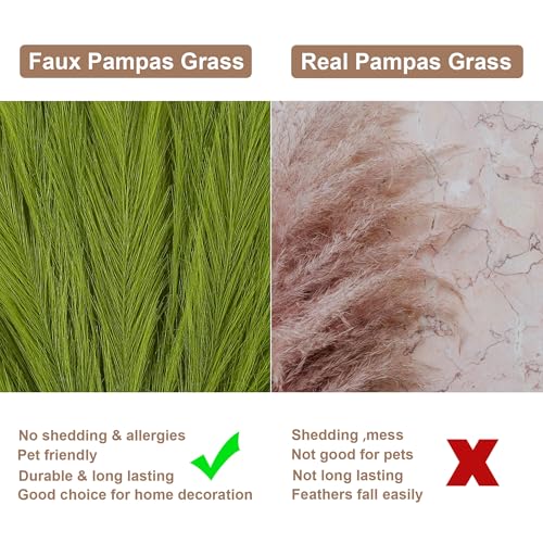 Lime Green Pampas Grass Small, 30 Pcs 17" Faux Pampas Grass Short Decor, Pompas Grass Flower Arrangement and Vase Filler for Grinchs Christmas Decoration - color: Lime Green, size: 17'' Tall